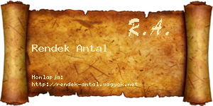 Rendek Antal névjegykártya